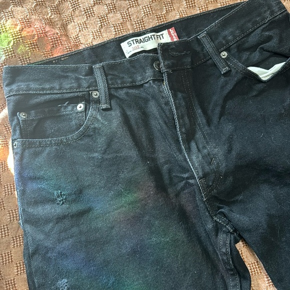 Levi Black 505 Men’s Straight Fit Distressed Jeans 34x30 - Picture 2 of 4